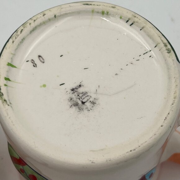 Set Of 2 Ceramic Easter Bunny Mugs Balloon EggOrange Rim & Handle Hand-Painted - Picture 7 of 10